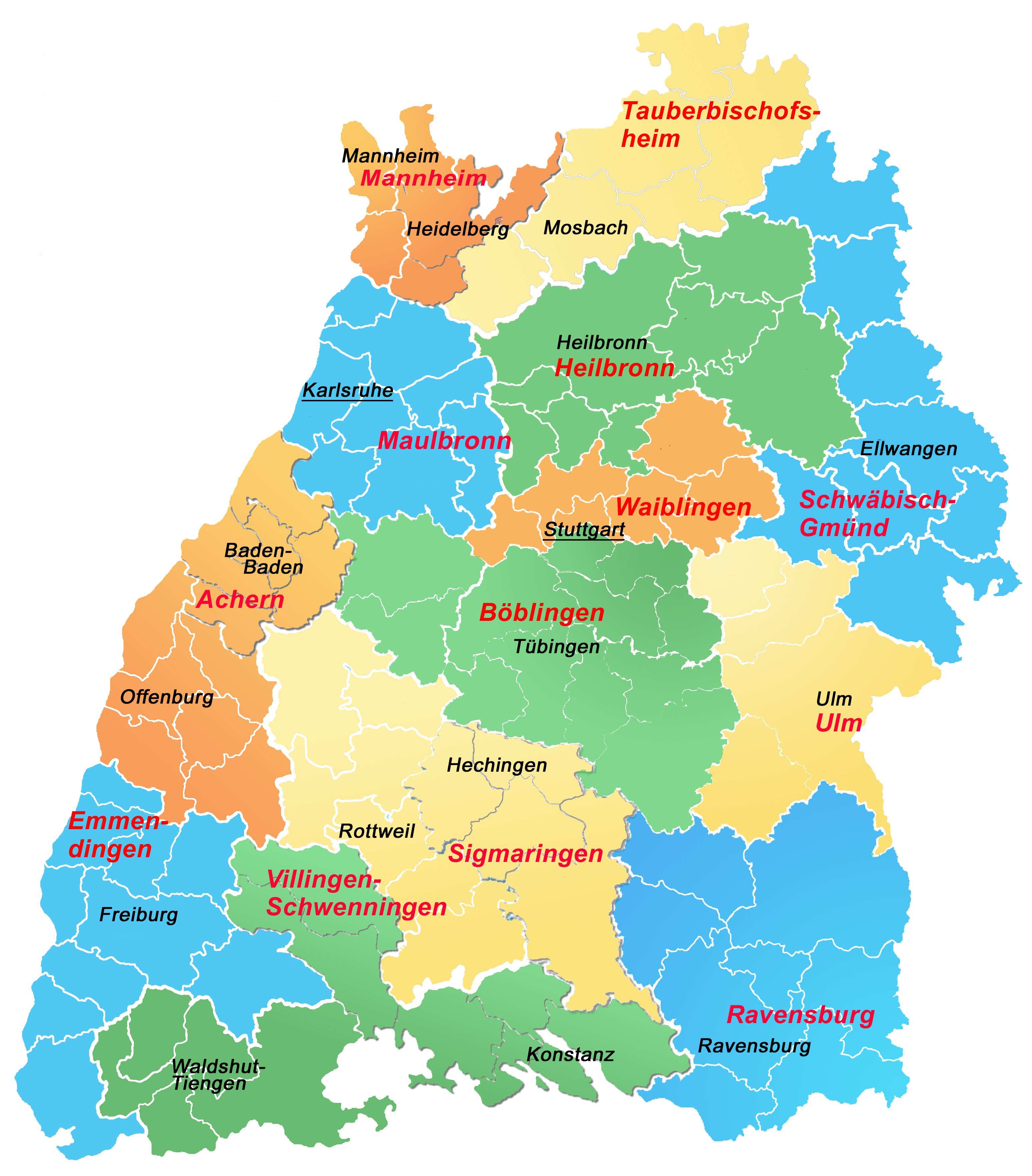 Karte der Grundbuchbezirke in Baden-Württemberg